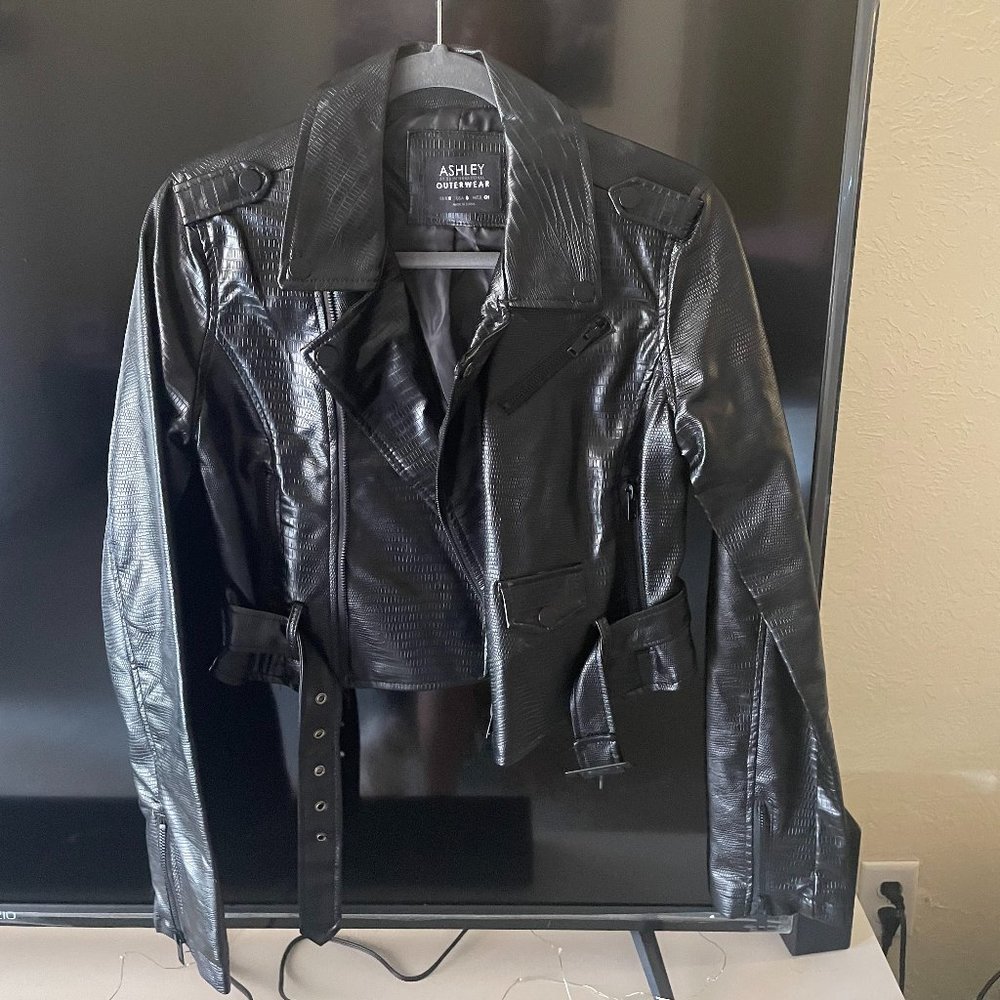 Faux Snake/Croc print Faux leather jacket